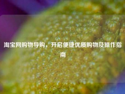 淘宝网购物导购，开启便捷优质购物及操作指南