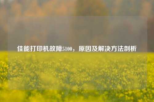 佳能打印机故障5100,原因及解决方法剖析