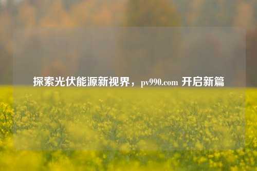 探索光伏能源新视界，pv990.com 开启新篇