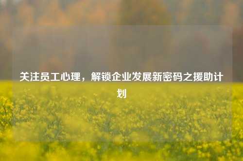 关注员工心理,解锁企业发展新密码之援助计划