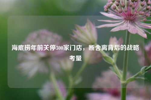 海底捞年前关停300家门店,断舍离背后的战略考量