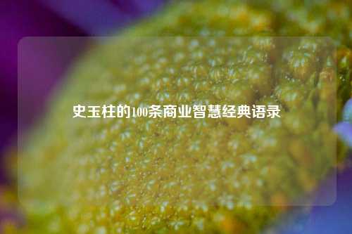 史玉柱的100条商业智慧经典语录