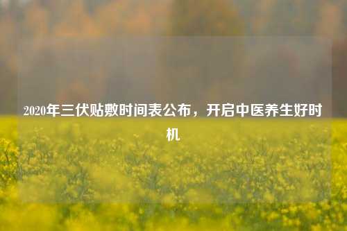 2020年三伏贴敷时间表公布,开启中医养生好时机